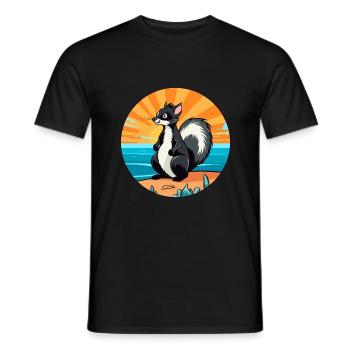 Skunk Aquarelle Dessin animé Kawaii Clipart Animal - T-shirt homme - noir - Devant - AI Model Male 178 light (178cm)