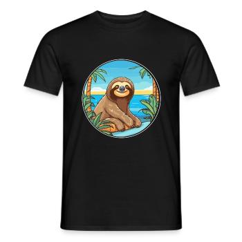 Paresseux aquarelle dessin animé Kawaii Clipart Animal - T-shirt homme - noir - Devant - AI Model Male 178 light (178cm)