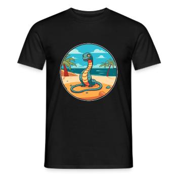 Schlange Aquarell Cartoon Kawaii Clipart Tier - Männer T-Shirt - Schwarz - Vorne - AI Model Male 178 light (178cm)