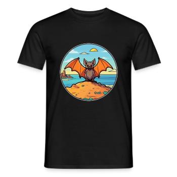 Fledermaus Aquarell Cartoon Kawaii Clipart Tier - Männer T-Shirt - Schwarz - Vorne - AI Model Male 178 light (178cm)