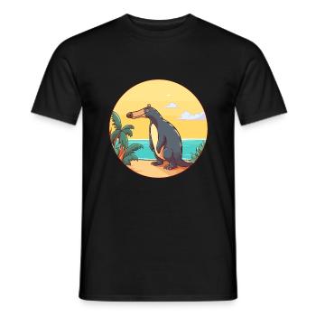 Anteater Watercolor Cartoon Kawaii Clipart Animal - Men's T-Shirt - black - Front - AI Model Male 178 light (178cm)