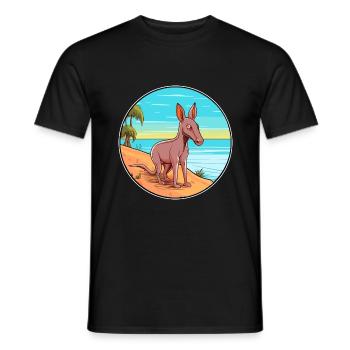 Aardvark Watercolor Cartoon Kawaii Clipart Animal - Men's T-Shirt - black - Front - AI Model Male 178 light (178cm)