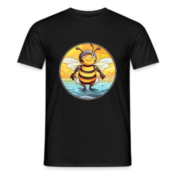Abeille aquarelle dessin animé Kawaii Clipart Animal - T-shirt homme - noir - Devant - AI Model Male 178 light (178cm)