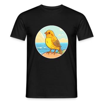 Canary Watercolor Cartoon Kawaii Clipart Animal - Men's T-Shirt - black - Front - AI Model Male 178 light (178cm)