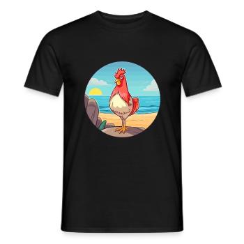 Chicken Watercolor Cartoon Kawaii Clipart Animal - Men's T-Shirt - black - Front - AI Model Male 178 light (178cm)