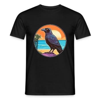 Crow Watercolor Cartoon Kawaii Clipart Animal - Men's T-Shirt - black - Front - AI Model Male 178 light (178cm)