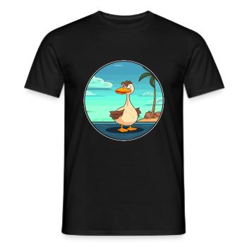 Duck Watercolor Cartoon Kawaii Clipart Animal - Men's T-Shirt - black - Front - AI Model Male 178 light (178cm)