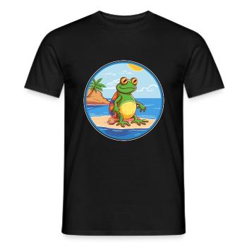 Grenouille aquarelle dessin animé Kawaii Clipart Animal - T-shirt homme - noir - Devant - AI Model Male 178 light (178cm)