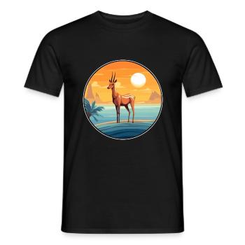 Impala Aquarell Karikatur Kawaii Clipart Tier - Männer T-Shirt - Schwarz - Vorne - AI Model Male 178 light (178cm)