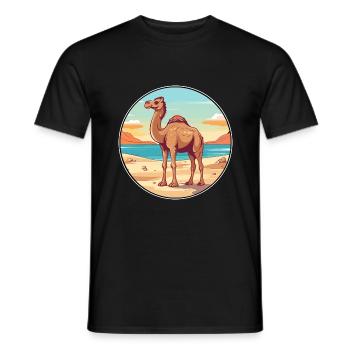 Camel Watercolor Cartoon Kawaii Clipart Animal - Men's T-Shirt - black - Front - AI Model Male 178 light (178cm)