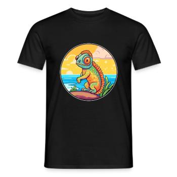 Chameleon Watercolor Cartoon Kawaii Clipart Animal - Men's T-Shirt - black - Front - AI Model Male 178 light (178cm)