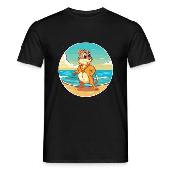 Chipmunk Watercolor Cartoon Kawaii Clipart Animal - Men's T-Shirt - black - Front - AI Model Male 178 light (178cm)