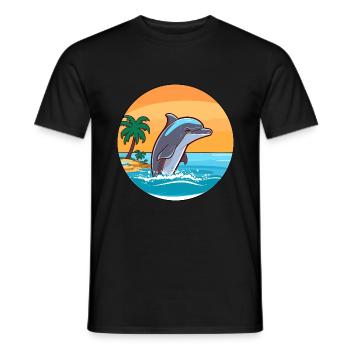 Delfin Aquarell Cartoon Kawaii Clipart Tier - Männer T-Shirt - Schwarz - Vorne - AI Model Male 178 light (178cm)