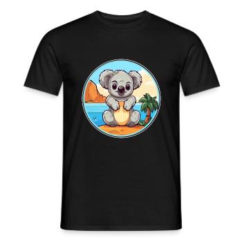 Koala Watercolor Cartoon Kawaii Clipart Animal - Men's T-Shirt - black - Front - AI Model Male 178 light (178cm)