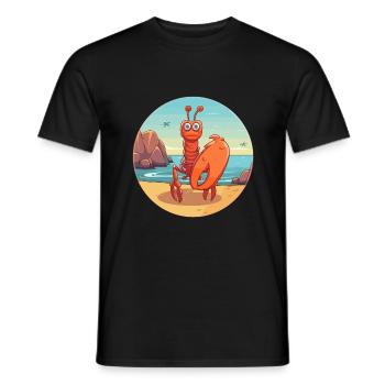 Homard aquarelle dessin animé Kawaii Clipart Animal - T-shirt homme - noir - Devant - AI Model Male 178 light (178cm)