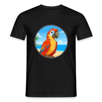 Papagei Aquarell Cartoon Kawaii Clipart Tier - Männer T-Shirt - Schwarz - Vorne - AI Model Male 178 light (178cm)