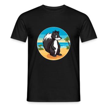 Skunk aquarelle dessin animé Kawaii Clipart Animal - T-shirt homme - noir - Devant - AI Model Male 178 light (178cm)