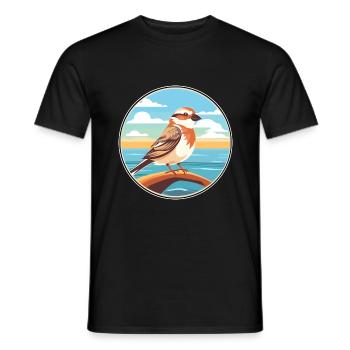 Sparrow Watercolor Cartoon Kawaii Clipart Animal - Men's T-Shirt - black - Front - AI Model Male 178 light (178cm)