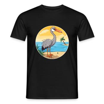 Crane Watercolor Cartoon Kawaii Clipart Animal - Men's T-Shirt - black - Front - AI Model Male 178 light (178cm)