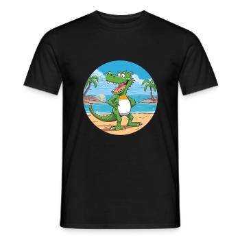 Crocodile aquarelle dessin animé Kawaii Clipart Animal - T-shirt homme - noir - Devant - AI Model Male 178 light (178cm)