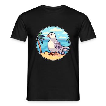 Dove Watercolor Cartoon Kawaii Clipart Animal - Men's T-Shirt - black - Front - AI Model Male 178 light (178cm)