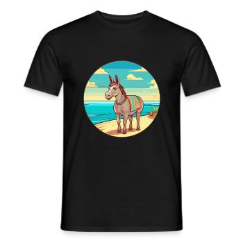 Esel Aquarell Cartoon Kawaii Clipart Tier - Männer T-Shirt - Schwarz - Vorne - AI Model Male 178 light (178cm)
