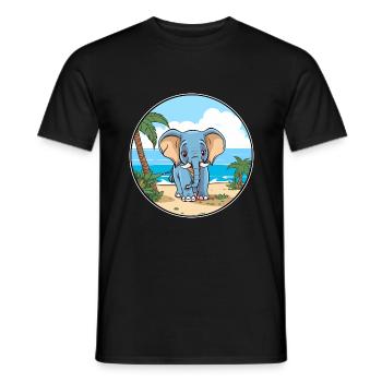 Elephant Watercolor Cartoon Kawaii Clipart Animal - Men's T-Shirt - black - Front - AI Model Male 178 light (178cm)