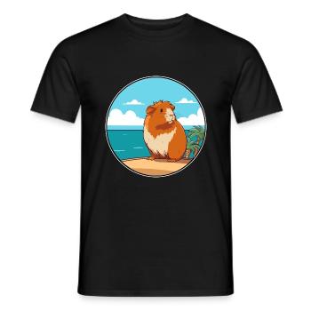 Cochon d’Inde aquarelle dessin animé Kawaii Clipart animal de compagnie - T-shirt homme - noir - Devant - AI Model Male 178 light (178cm)