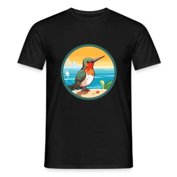 Colibri aquarelle dessin animé Kawaii Clipart animal de compagnie - T-shirt homme - noir - Devant - AI Model Male 178 light (178cm)