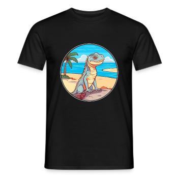 Iguana Watercolor Cartoon Kawaii Clipart Animal - Men's T-Shirt - black - Front - AI Model Male 178 light (178cm)