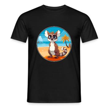 Lemur Watercolor Cartoon Kawaii Clipart Animal - Men's T-Shirt - black - Front - AI Model Male 178 light (178cm)