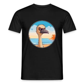 Straußen, Aquarell, Cartoon, Kawaii, Clipart, Tier - Männer T-Shirt - Schwarz - Vorne - AI Model Male 178 light (178cm)