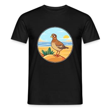 Perdrix aquarelle dessin animé Kawaii Clipart Animal - T-shirt homme - noir - Devant - AI Model Male 178 light (178cm)