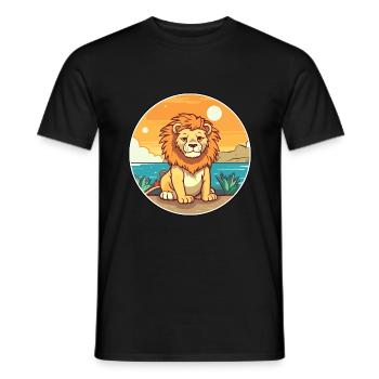Lion Watercolor Cartoon Kawaii Clipart Animal - Men's T-Shirt - black - Front - AI Model Male 178 light (178cm)