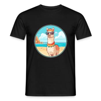Lama Aquarell Cartoon Kawaii Clipart Tier - Männer T-Shirt - Schwarz - Vorne - AI Model Male 178 light (178cm)