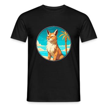 Luchs Aquarell Cartoon Kawaii Clipart Tier - Männer T-Shirt - Schwarz - Vorne - AI Model Male 178 light (178cm)