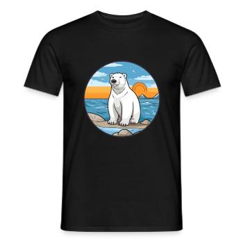 Ours polaire aquarelle dessin animé Kawaii Clipart animal de compagnie - T-shirt homme - noir - Devant - AI Model Male 178 light (178cm)