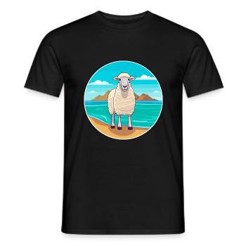 Schaf Aquarell Cartoon Kawaii Clipart Tier - Männer T-Shirt - Schwarz - Vorne - AI Model Male 178 light (178cm)