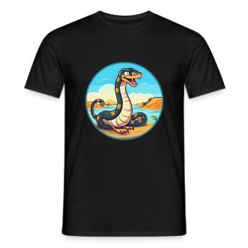 Schlange Aquarell Cartoon Kawaii Clipart Tier - Männer T-Shirt - Schwarz - Vorne - AI Model Male 178 light (178cm)