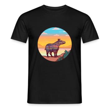 Tapir Watercolor Cartoon Kawaii Clipart Animal - Men's T-Shirt - black - Front - AI Model Male 178 light (178cm)