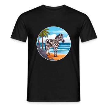 Zebra Watercolor Cartoon Kawaii Clipart Animal - Men's T-Shirt - black - Front - AI Model Male 178 light (178cm)