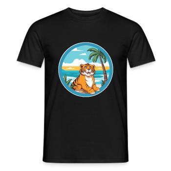 Tiger Aquarell Cartoon Kawaii Clipart Tier - Männer T-Shirt - Schwarz - Vorne - AI Model Male 178 light (178cm)