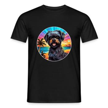 Affenpinscher Dog Breed Colorful Cartoon Watercolo - Men's T-Shirt - black - Front - AI Model Male 178 light (178cm)