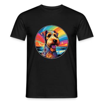 Airedale Terrier Chien Race Coloré Cartoon Waterc - T-shirt homme - noir - Devant - AI Model Male 178 light (178cm)