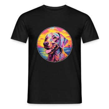Amerikanischer Leopardenhund Hunderasse Bunte Karikatur - Männer T-Shirt - Schwarz - Vorne - AI Model Male 178 light (178cm)