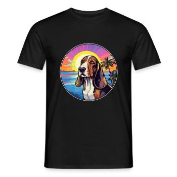 Basset Artesien Normand Dog Breed Colorful Cartoon - Men's T-Shirt - black - Front - AI Model Male 178 light (178cm)