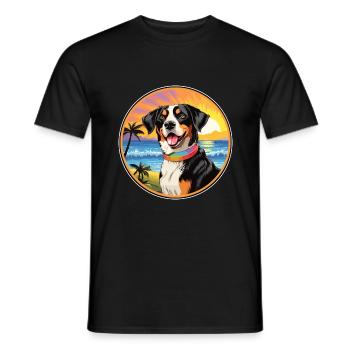 Appenzeller Sennenhund Dog Breed Colorful Cartoon - Men's T-Shirt - black - Front - AI Model Male 178 light (178cm)