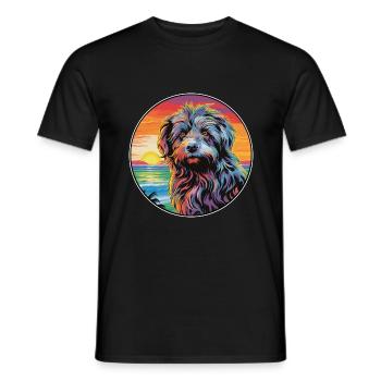 Bergamasco Schäferhund Rasse Bunte Karikatur Wat - Männer T-Shirt - Schwarz - Vorne - AI Model Male 178 light (178cm)