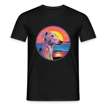 Bedlington Terrier Dog Breed Colorful Cartoon Wate - Men's T-Shirt - black - Front - AI Model Male 178 light (178cm)