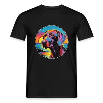 Chien d’arrêt belge de race Dessin animé coloré Waterco - T-shirt homme - noir - Devant - AI Model Male 178 light (178cm)